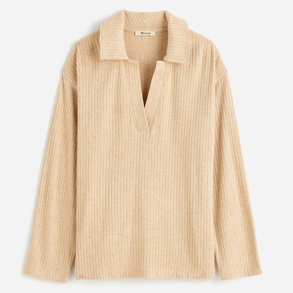 Madewell Relaxed Long Sleeve Ribbed Polo Tee
Heather Fawn Soft Knit V Neck NWT